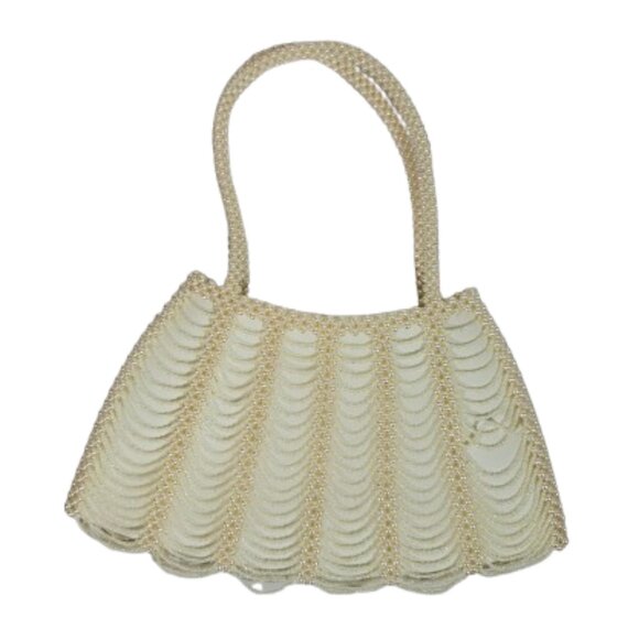 Beaded Purse Scalloped Champagne/Cream Evening Bag Mini Clutch Bag Dressy - Picture 2 of 6